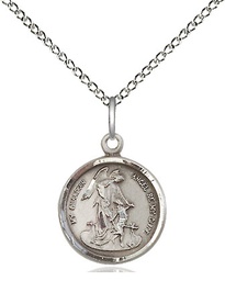 [0601ESS/18SS] Sterling Silver Guardian Angel Pendant on a 18 inch Sterling Silver Light Curb chain
