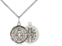 [0601MSS/18SS] Sterling Silver Miraculous Pendant on a 18 inch Sterling Silver Light Curb chain