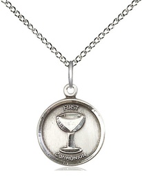 [0601WSS/18SS] Sterling Silver Communion Pendant on a 18 inch Sterling Silver Light Curb chain