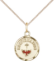 [0601XGF/18GF] 14kt Gold Filled Confirmation Pendant on a 18 inch Gold Filled Light Curb chain