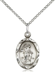 [0612ESS/18SS] Sterling Silver Guardian Angel Pendant on a 18 inch Sterling Silver Light Curb chain