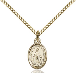 [0702MGF/18GF] 14kt Gold Filled Miraculous Pendant on a 18 inch Gold Filled Light Curb chain