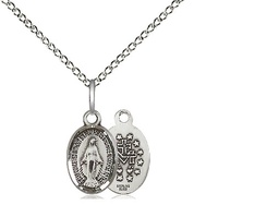 [0702MSS/18SS] Sterling Silver Miraculous Pendant on a 18 inch Sterling Silver Light Curb chain