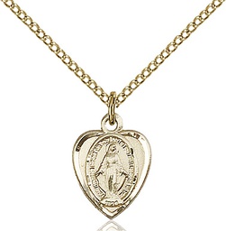 [0706MGF/18GF] 14kt Gold Filled Miraculous Pendant on a 18 inch Gold Filled Light Curb chain