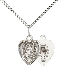 [0706MSS/18SS] Sterling Silver Miraculous Pendant on a 18 inch Sterling Silver Light Curb chain