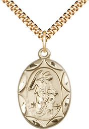 [0801EGF/24G] 14kt Gold Filled Guardian Angel Pendant on a 24 inch Gold Plate Heavy Curb chain