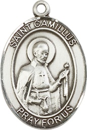 [8019SS] Sterling Silver Saint Camillus of Lellis Medal