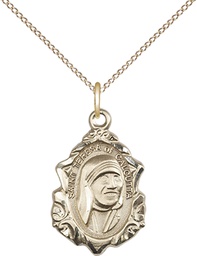 [0812GF/18GF] 14kt Gold Filled Saint Teresa of Calcutta Pendant on a 18 inch Gold Filled Light Curb chain