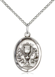[0875SS/18SS] Sterling Silver Chalice Pendant on a 18 inch Sterling Silver Light Curb chain