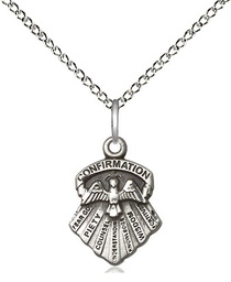 [0887SS/18SS] Sterling Silver Seven Gifts Pendant on a 18 inch Sterling Silver Light Curb chain