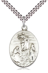 [0888SS/24S] Sterling Silver Tranfiguration Pendant on a 24 inch Light Rhodium Heavy Curb chain