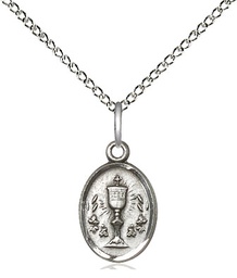 [0975SS/18SS] Sterling Silver Chalice Pendant on a 18 inch Sterling Silver Light Curb chain