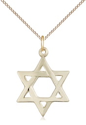 [1210GF/18GF] 14kt Gold Filled Star of David Pendant on a 18 inch Gold Filled Light Curb chain