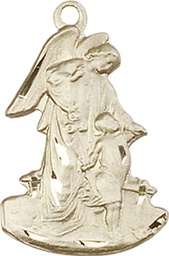 [1251KT] 14kt Gold Guardian Angel Medal