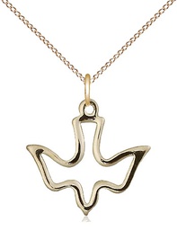 [1510GF/18GF] 14kt Gold Filled Holy Spirit Pendant on a 18 inch Gold Filled Light Curb chain