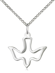 [1510SS/18SS] Sterling Silver Holy Spirit Pendant on a 18 inch Sterling Silver Light Curb chain