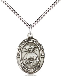 [8021SS/18S] Sterling Silver Saint Catherine Laboure Pendant on a 18 inch Light Rhodium Light Curb chain