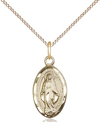 [1609GF/18GF] 14kt Gold Filled Miraculous Pendant on a 18 inch Gold Filled Light Curb chain