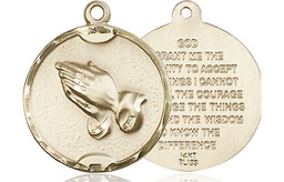 [1629KT] 14kt Gold Praying Hands Medal