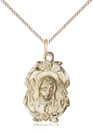 [1647GF/18GF] 14kt Gold Filled Madonna Pendant on a 18 inch Gold Filled Light Curb chain