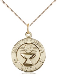 [2094GF/18GF] 14kt Gold Filled Body of Christ Pendant on a 18 inch Gold Filled Light Curb chain
