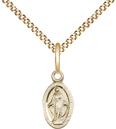 [4121MGF/18G] 14kt Gold Filled Miraculous Pendant on a 18 inch Gold Plate Light Curb chain