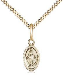 [4121MGF/18G] 14kt Gold Filled Miraculous Pendant on a 18 inch Gold Plate Light Curb chain