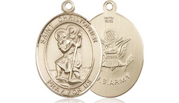 [8022GF2] 14kt Gold Filled Saint Christopher Army Medal