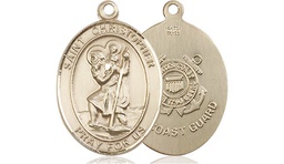 [8022GF3] 14kt Gold Filled Saint Christopher Coast Guard Medal