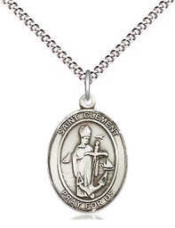 [8340SS/18S] Sterling Silver Saint Clement Pendant on a 18 inch Light Rhodium Light Curb chain