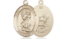 [8022GF6] 14kt Gold Filled Saint Christopher Navy Medal