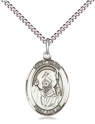 [8027SS/18S] Sterling Silver Saint David of Wales Pendant on a 18 inch Light Rhodium Light Curb chain