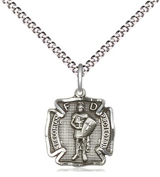 [5686SS/18S] Sterling Silver Saint Florian Pendant on a 18 inch Light Rhodium Light Curb chain