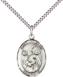 [8062SS/18S] Sterling Silver Saint Kevin Pendant on a 18 inch Light Rhodium Light Curb chain