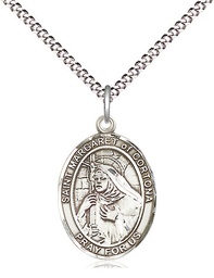 [8301SS/18S] Sterling Silver Saint Margaret of Cortona Pendant on a 18 inch Light Rhodium Light Curb chain