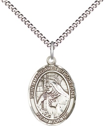 [8301SS/18S] Sterling Silver Saint Margaret of Cortona Pendant on a 18 inch Light Rhodium Light Curb chain