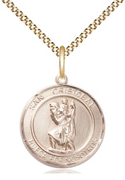 [8022RDSPGF/18G] 14kt Gold Filled San Cristobal Pendant on a 18 inch Gold Plate Light Curb chain