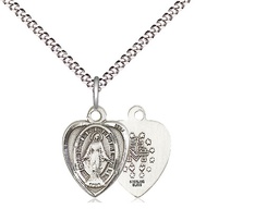 [0706MSS/18S] Sterling Silver Miraculous Pendant on a 18 inch Light Rhodium Light Curb chain
