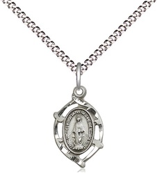 [4152MSS/18S] Sterling Silver Miraculous Pendant on a 18 inch Light Rhodium Light Curb chain