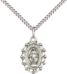 [6040SS/18S] Sterling Silver Miraculous Pendant on a 18 inch Light Rhodium Light Curb chain