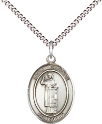 [8104SS/18S] Sterling Silver Saint Stephen the Martyr Pendant on a 18 inch Light Rhodium Light Curb chain