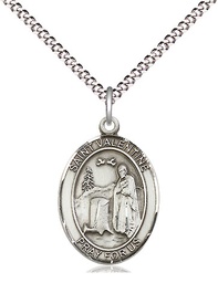 [8121SS/18S] Sterling Silver Saint Valentine of Rome Pendant on a 18 inch Light Rhodium Light Curb chain