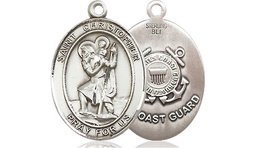 [8022SS3] Sterling Silver Saint Christopher Coast Guard Medal