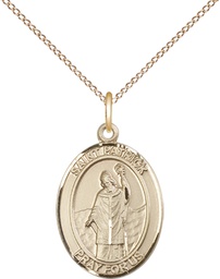 [8084GF/18GF] 14kt Gold Filled Saint Patrick Pendant on a 18 inch Gold Filled Light Curb chain