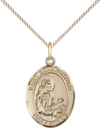 [8085GF/18GF] 14kt Gold Filled Saint Bonaventure Pendant on a 18 inch Gold Filled Light Curb chain