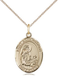 [8085GF/18GF] 14kt Gold Filled Saint Bonaventure Pendant on a 18 inch Gold Filled Light Curb chain