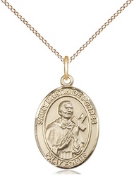 [8089GF/18GF] 14kt Gold Filled Saint Martin de Porres Pendant on a 18 inch Gold Filled Light Curb chain