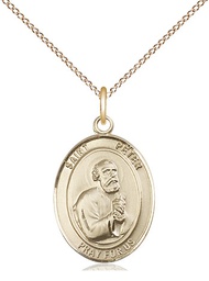 [8090GF/18GF] 14kt Gold Filled Saint Peter the Apostle Pendant on a 18 inch Gold Filled Light Curb chain