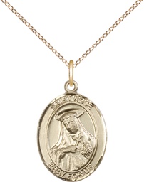 [8095GF/18GF] 14kt Gold Filled Saint Rose of Lima Pendant on a 18 inch Gold Filled Light Curb chain