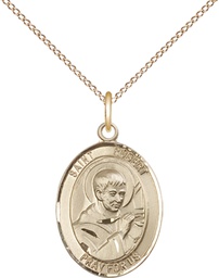 [8096GF/18GF] 14kt Gold Filled Saint Robert Bellarmine Pendant on a 18 inch Gold Filled Light Curb chain